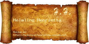 Helmling Henrietta névjegykártya